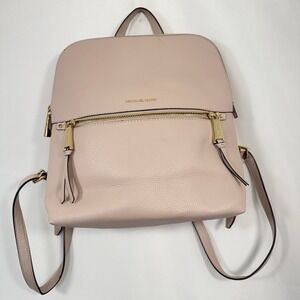 MICHAEL KORS PINK RHEA MEDIUM‎ PEBBLE LEATHER SLIM BACKPACK